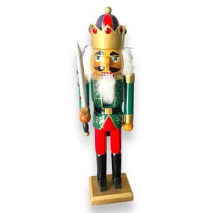 Nutcracker Christmas Home Decor All Wood detailed KING AND SWORD Vintage